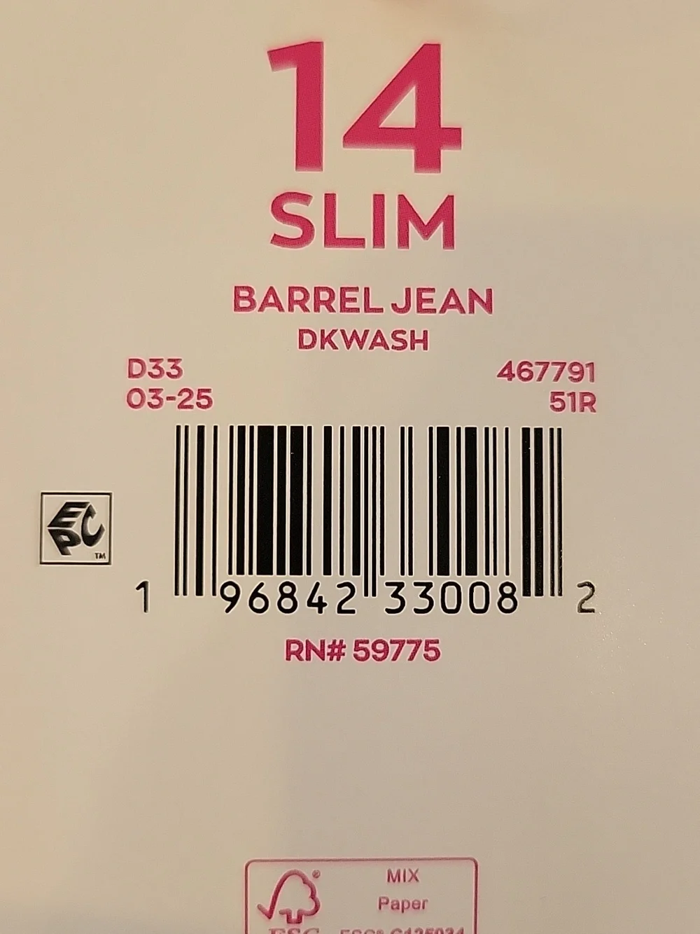 Justice Barrel Jeans Dark Wash Girl's Size 14 Slim NWT